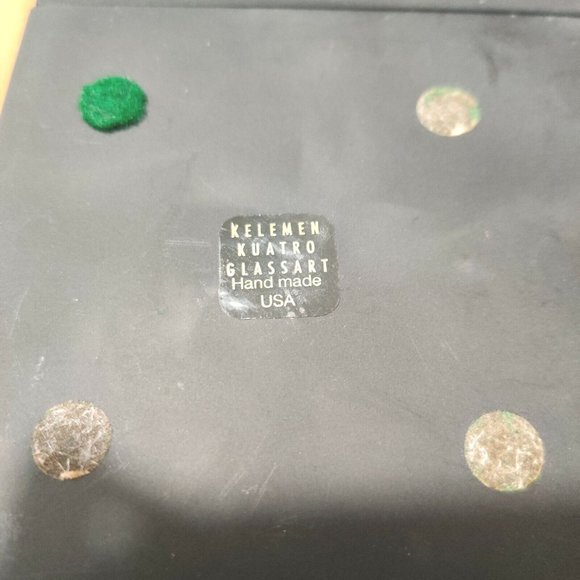 Hand Made Art Glass Coasters Set of 4 Alicia Kelemen Kuatro USA Pink Geometric - Picture 10 of 10